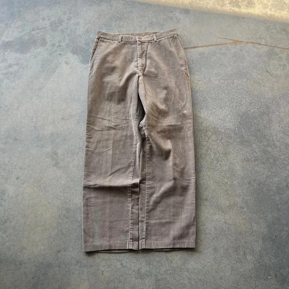 Vintage 90s haggar brown/tan corduroy relaxed fit trouser pants 30